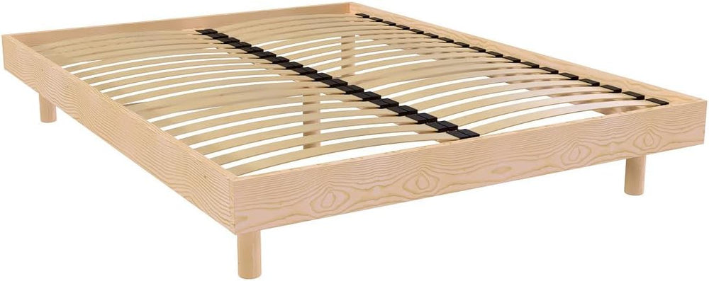 ABC MEUBLES - Sommier à Lattes 2 Places Bois Kit Noé - NOE2 - Noir, 140x200