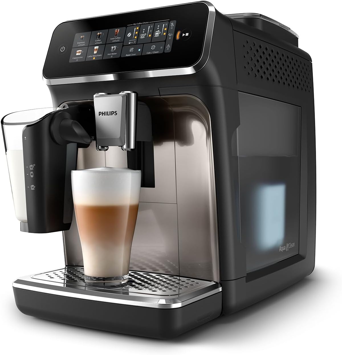 Philips Série 2200 Machine Expresso Automatique - 2 Boissons, Mousseur à Lait Classique, Écran Tactile, Broyeur Céramique, Aroma Seal, Noir Mat (EP2220/10)
