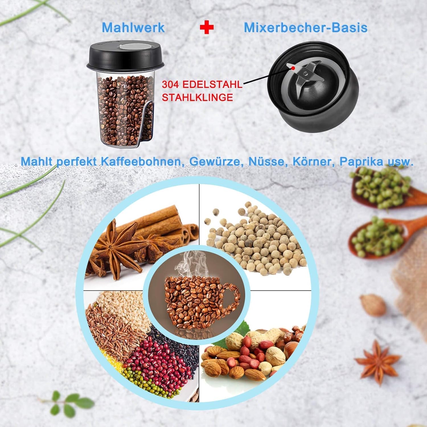 TopStrong Multifunctional Food Processor, 1100 W Multifunctional Food Processor, 11 in 1 Food Processor Included Chopper, Kneader Hook, Blender, Citrus Press and Coffee Grinder, 3.2L Bowl and 1.5L
