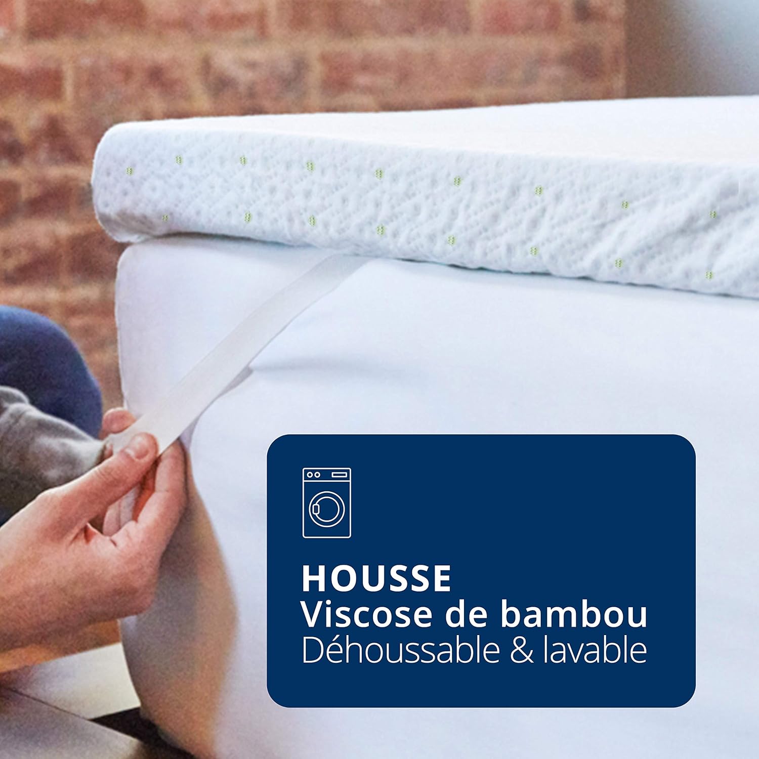 ViscoSoft - Surmatelas 160 x 200 Mémo, Surmatelas 160 x 200 memoire de Forme 5cm avec Aération Optimale et Mousse Haute Densité 50kg/m³, Housse Bambou Lavable, Surmatelas 160x200 Confort Moelleux