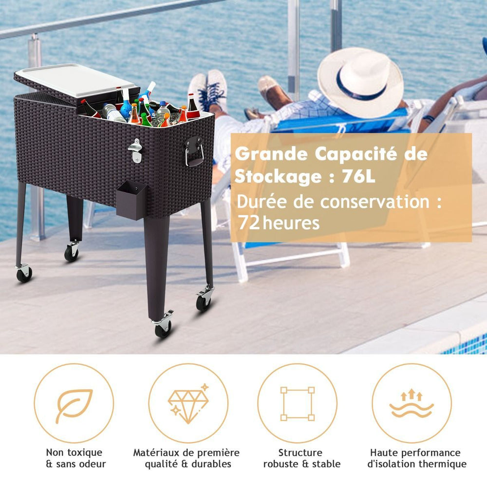 Glacire  Roues Verrouillables 76L Dessert de Glace avec Dcapsuleur et Rceptacle  Capsules en PP de haute alimentaire Garder au Frais 72h 83 x 48 x 87 CM -
