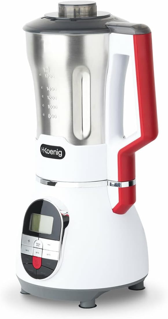 H.Koenig Soup Maker Blender Chauffant 1.7L MXC36, Bol Inox, 2 Programmes de Cuisson, Polyvalent, 3 Vitesses Pulse, Chauffage jusqu'à 100°C