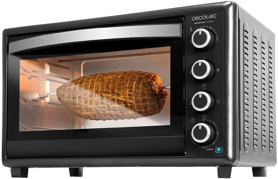 Cecotec Bake&Toast 4600 Black Gyro Countertop Oven, 46 L, 2000 W, 12 Combinable Heating Functions, Includes Rotating Spindle, Crumb Catcher Tray.