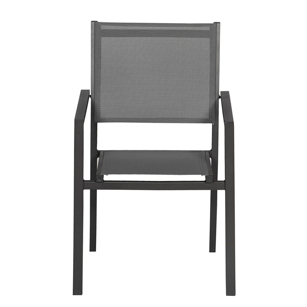 Lot de 8 chaises en aluminium anthracite - textilène gris Happy Garden