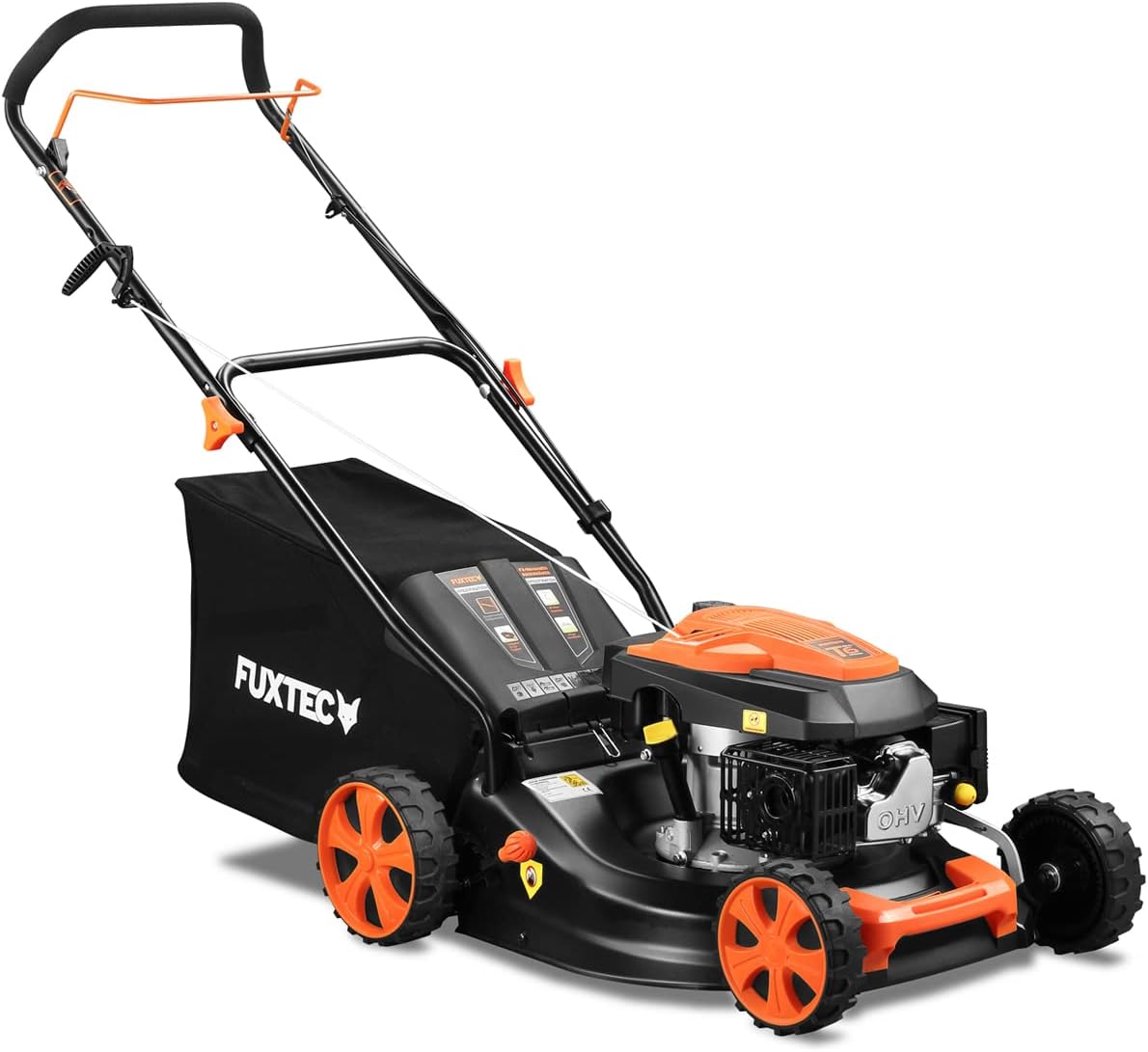FUXTEC Tondeuse thermique pousse FX-RM4646ECO - Tres bon rapport qualit-prix - Easy Clean 3en1 largeur de coupe 46cm - bac de ramassage 50L