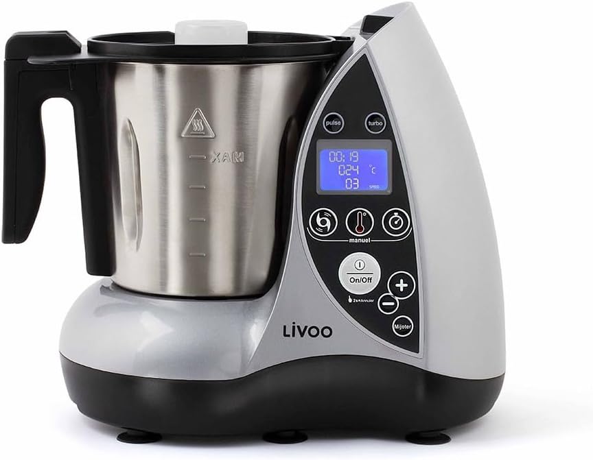 Livoo - Robot culinaire chauffant DOP142G - 12 fonctions, 3L, 12 niveaux de puissance, minuterie 60 min, 20°C à 120°C