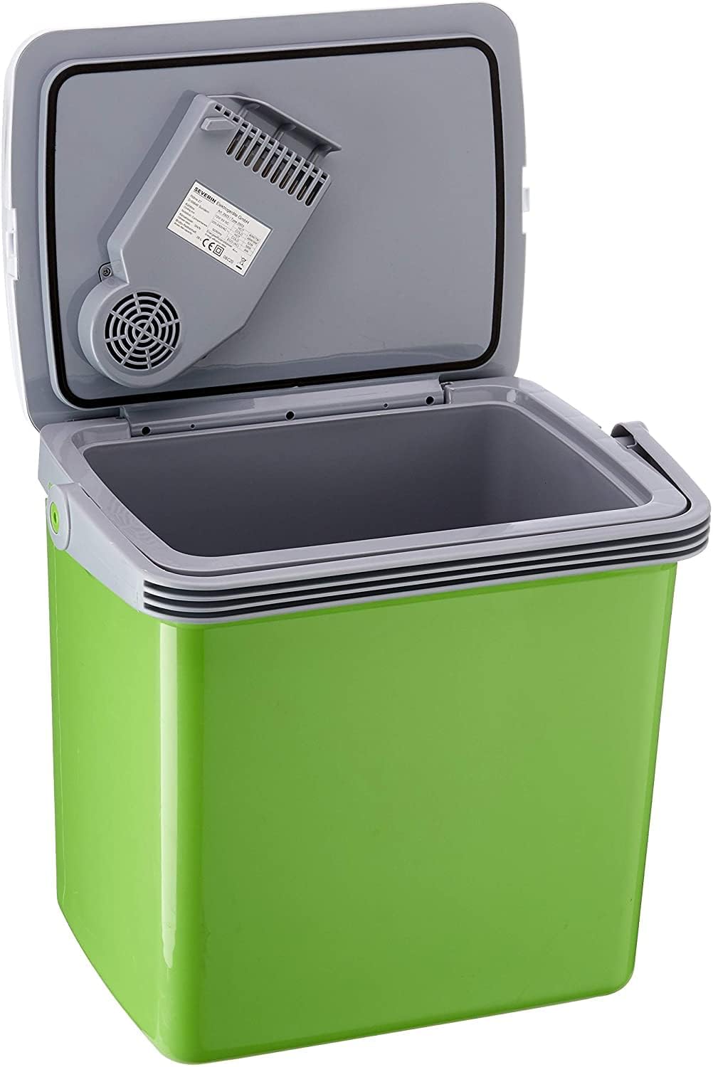 SEVERIN KB 2922 Electric Cooler (19 L) with Cooling and Keep Warm Function, Car Cooler with 2 Connections (Power Supply and Cigarette Lighter), Cool Box Green/Grey