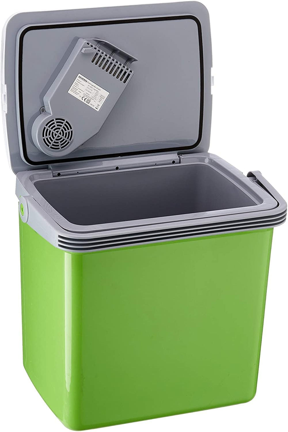 SEVERIN KB 2922 Electric Cooler (19 L) with Cooling and Keep Warm Function, Car Cooler with 2 Connections (Power Supply and Cigarette Lighter), Cool Box Green/Grey