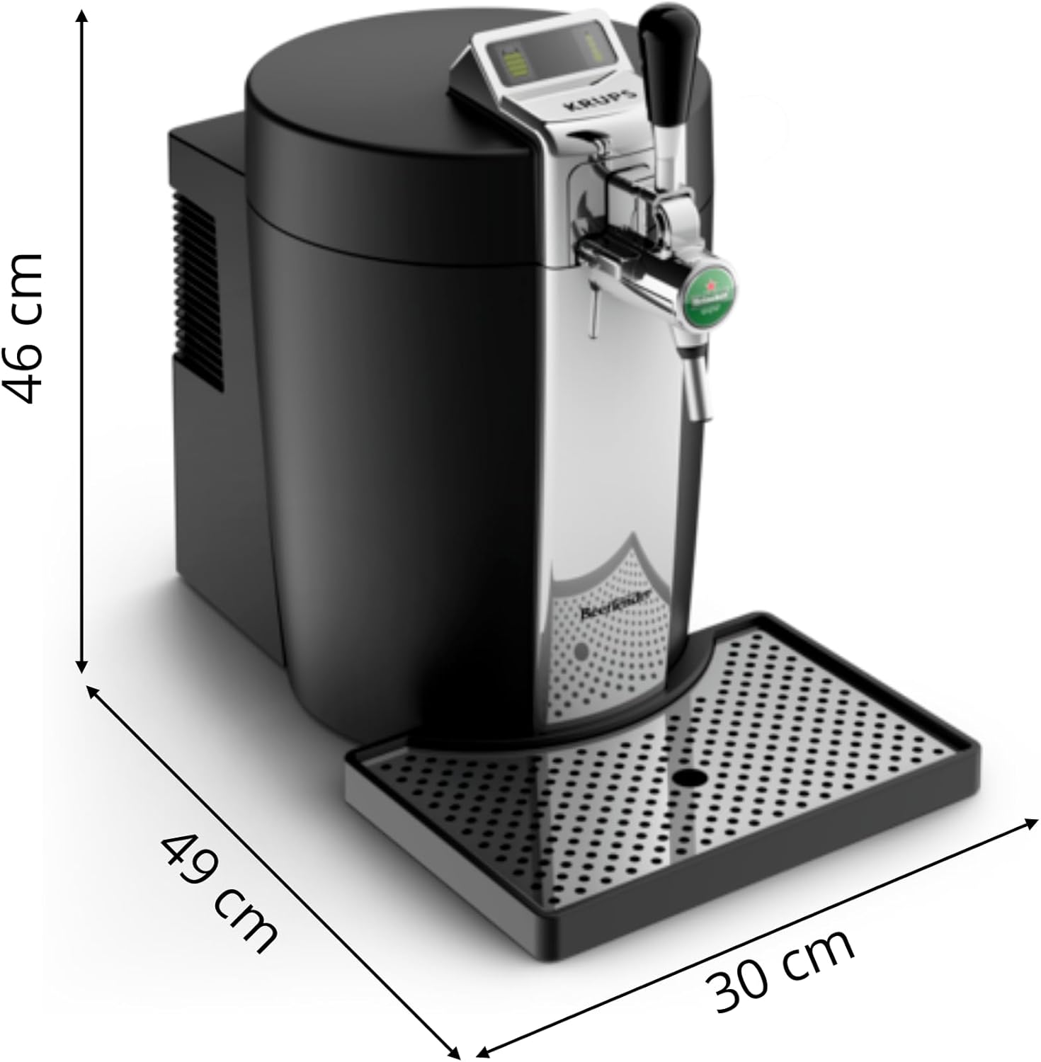 Krups Beertender Machine bière pression, Fûts de 5 L, Marques du groupe Heineken, Témoin lumineux, Température et mousse parfaites, Bière fraîche, Installation facile, Compact noire VB450E10