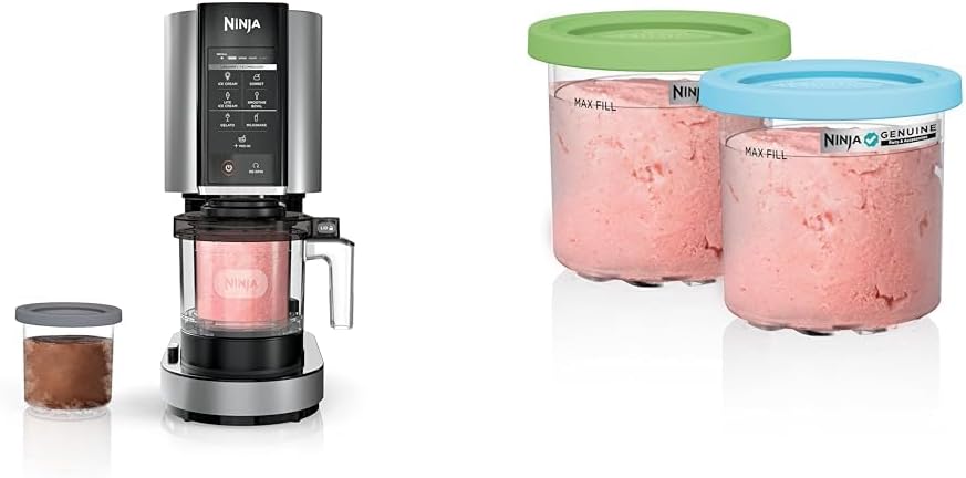 Ninja CREAMi Deluxe Ice Cream & Frozen Treat Maker for Ice Cream, Sorbet, Milkshakes, Frozen Yogurt, & More, 11-in-1, XL Capacity, Silver, Includes (2) Family-Sized 24 oz. Tubs, NC501