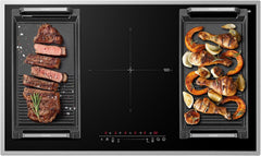 GASLAND IH905BFB Plaque de Cuisson Induction encastrable 90 cm, 5 foyers avec cadre en inox, zone spéciale BBQ, PowerBoost, 10000W (Poêle non incluse)