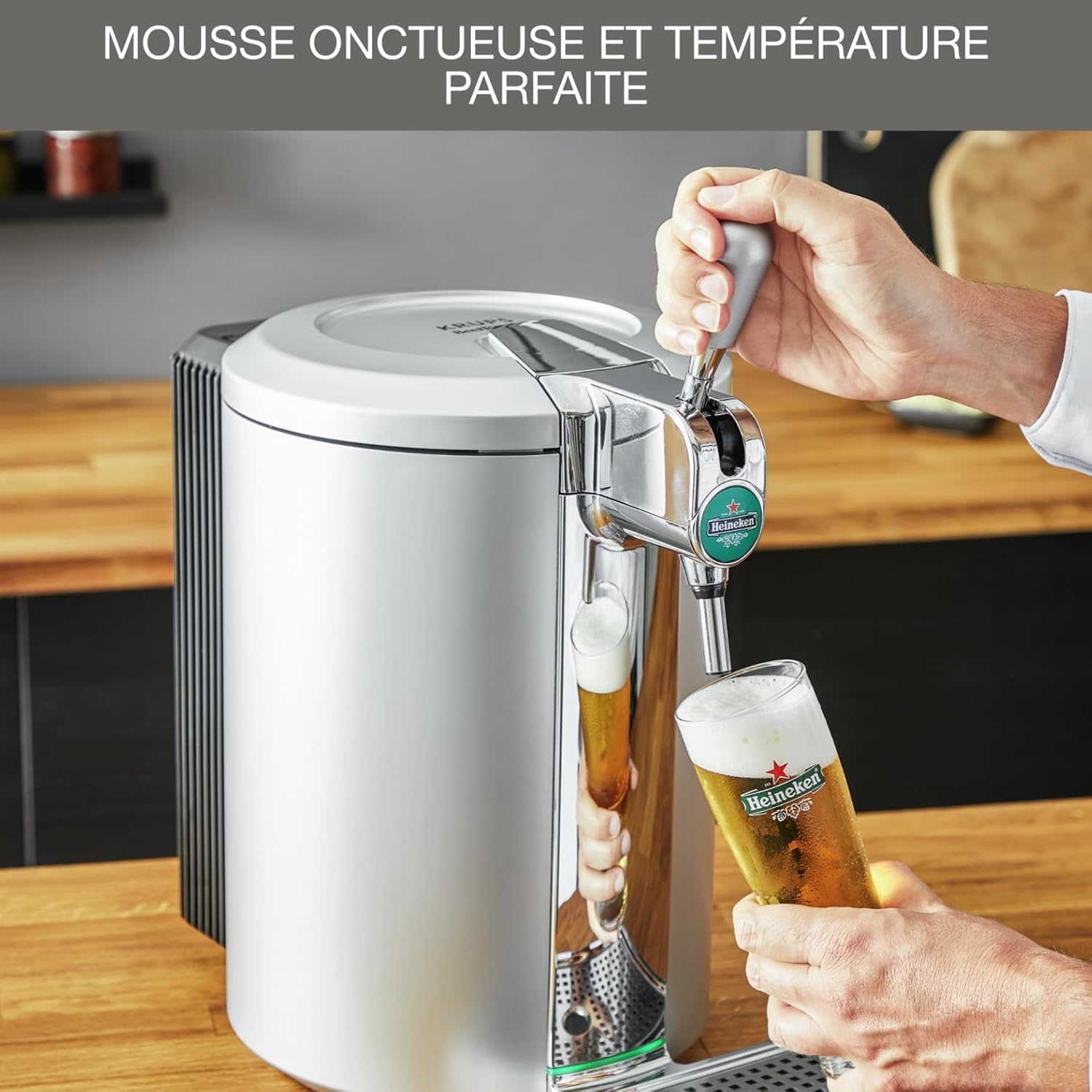 Krups Beertender Draft Beer Machine, 5 L Kegs, Heineken Group Brands, Indicator Light, Perfect Temperature and Foam, Cold Beer, Easy Installation, Compact VB452E10