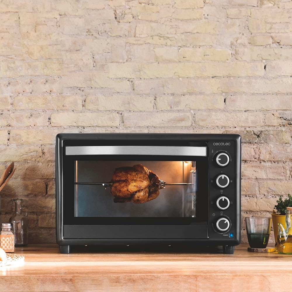 Cecotec Bake&Toast 4600 Black Gyro Countertop Oven, 46 L, 2000 W, 12 Combinable Heating Functions, Includes Rotating Spindle, Crumb Catcher Tray.