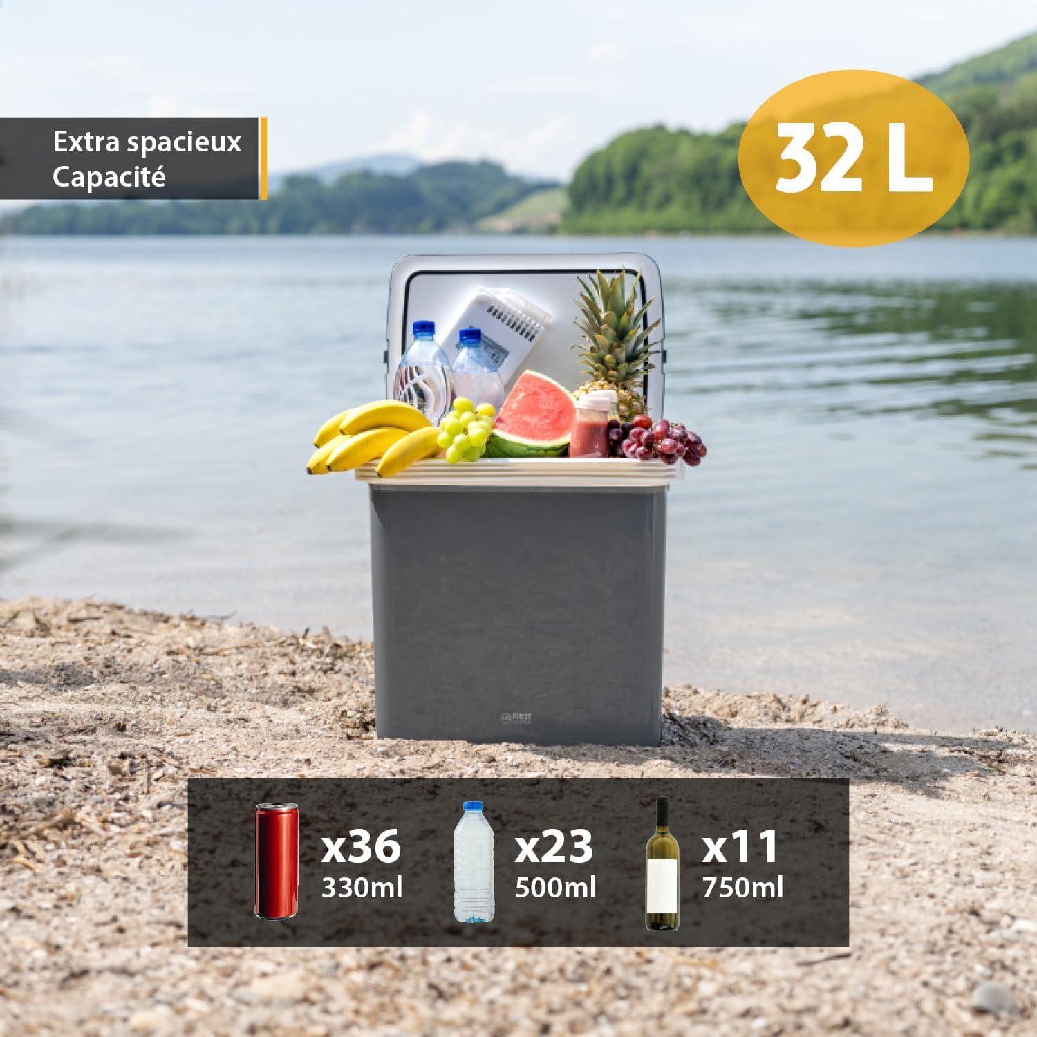 TZS First Austria 32L Portable Electric Cool Box Mini Fridge 12V 230V Car Camping Cooler Box Thermoelectric Cooler Box
