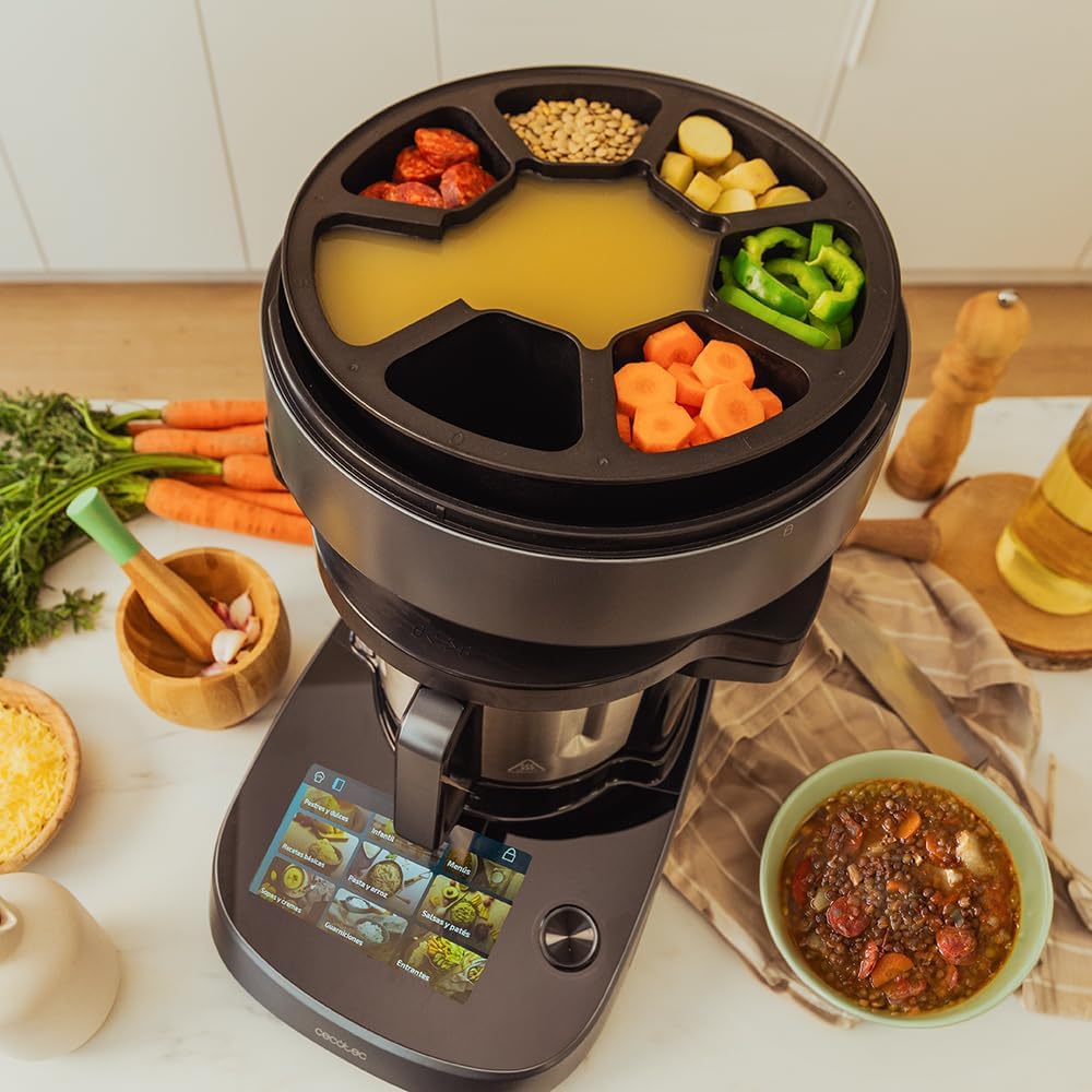 Cecotec Robot de Cuisine Mambo Black. 23 Fonctions, 10 Niveaux de Température, 1700W, 2,5 kg de Pâte, Cruche de 3,3L, 10 Vitesses, Minuterie, Température Réglable de 37 °C à 120 °C