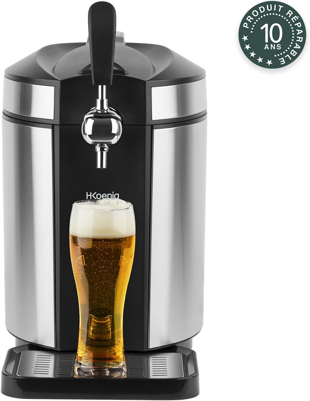 H.Koenig Tireuse à Bière compatible tous Fûts Universels Pressurisés de 5L Inox BW1778, Machine, Pompe, Pression domestique, Professionnelle, Universelle, Refroidissement intégré 4°C