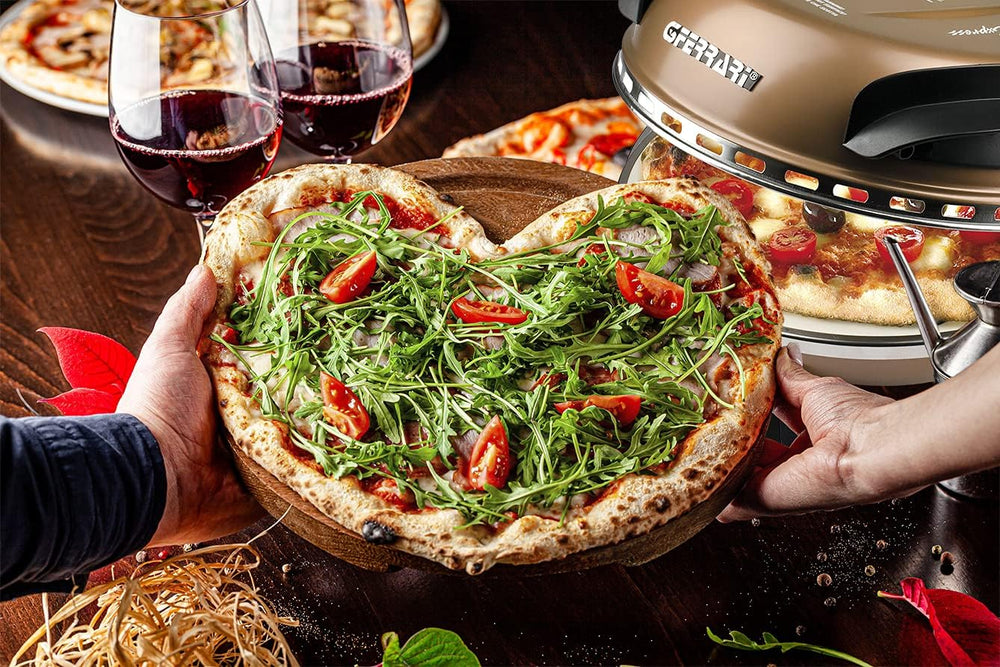 G3 Ferrari G10006 Pizza Express Delizia, 1200 W Pizza Oven, Adjustable Thermostat up to 400°C, Cooks Tasty Pizza in 5 Minutes, Double Resistance, Recipe Book and Spatulas Included - Black