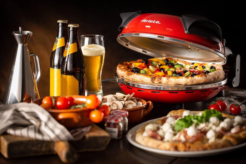 Ariete Pizza Oven 918, Pizza 4 Minutes, 5 Cooking Levels, Refractory Plate for Heating, Wooden Blades Included, Maximum Temperature 400°C, 1200W, White