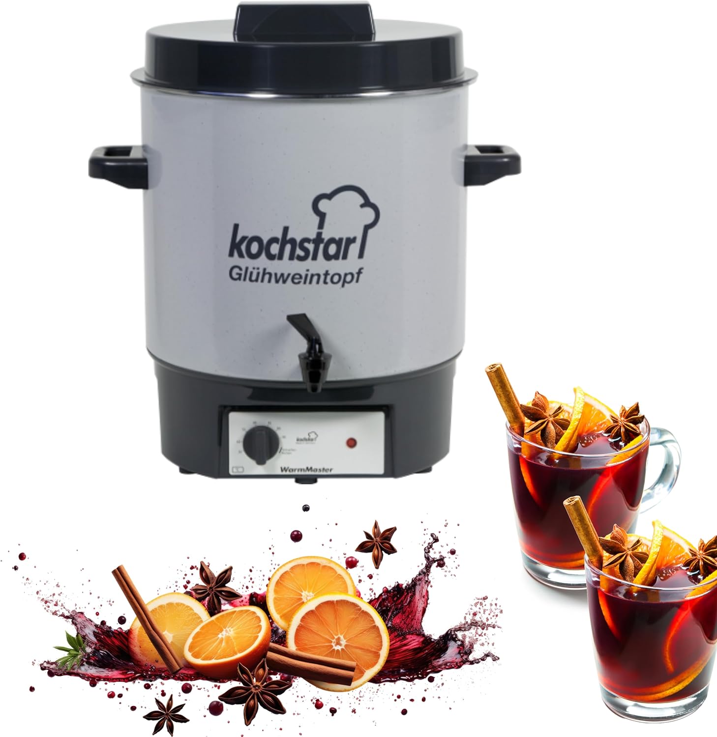 Kochstar K99104035 Electric Sterilizer with Thermostat and Tap 27 Litres 50 x 46.5 x 37 cm Grey