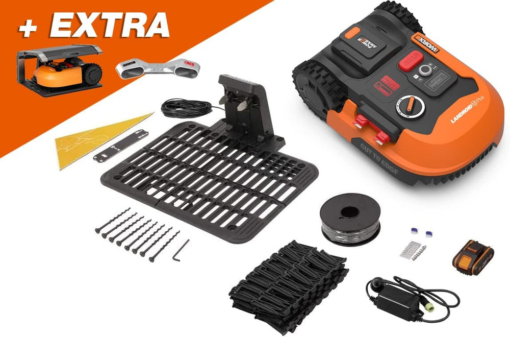 WORX LANDROID Vision WR206E.1, Robot Tondeuse sans Fil périphérique 600 m² Surf.Max 700 m², Installation en 30 Min, Caméra 4K + IA Adaptative, évite Tous Les Obstacles, Coupe des Bordures, Multizone