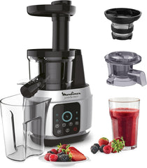Moulinex Juice & Clean ZU420E10 Fruit and Vegetable Juice Extractor, Vitamin Juice, Press, 150 W, 42 to 83 RPM, Fresh Fruit Juice, Jam, Grout, Sorbet, Automatic Cleaning