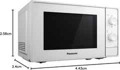 Panasonic NN-E20JWMEPG Microwave Oven with Glass Turntable, 20L, 800W, Defrost, 5 Power Levels, Timer, White