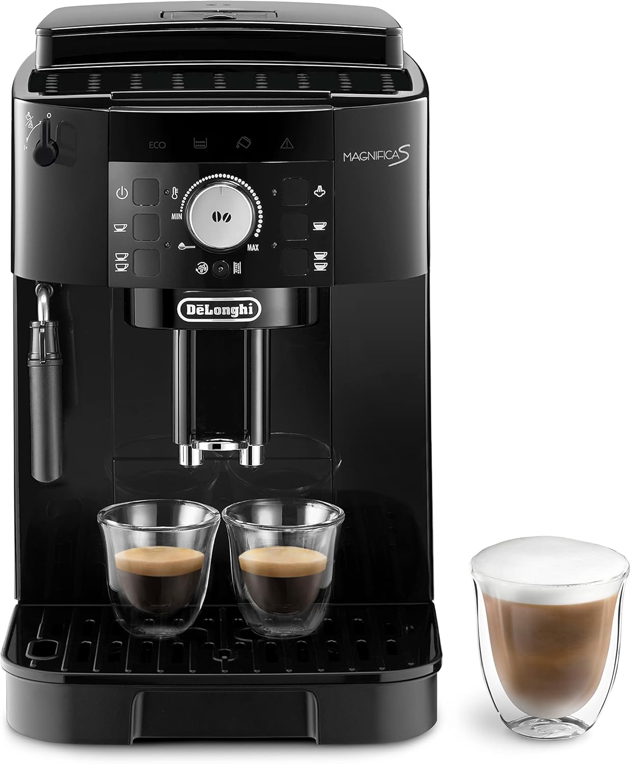 De'Longhi Magnifica S ECAM11.112.B, Automatic Coffee Machine / Espresso Bean to Cup with Milk Nozzle, with 4 One-Touch Recipes, Soft-Touch Control Panel, 1450 W, Black