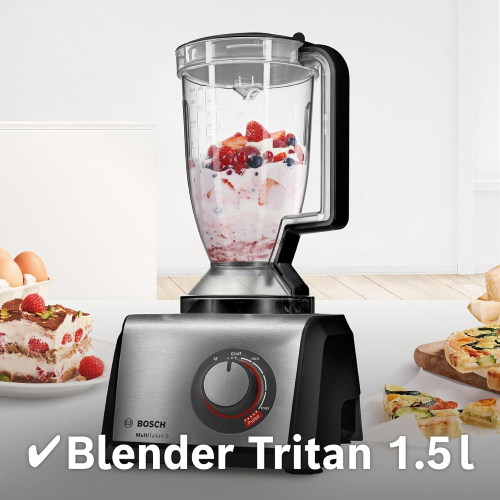 Bosch MultiTalent 8 MC812M844 – Robot de cuisine polyvalent avec plus de 50 fonctions – 1250 W – Grande capacité de 3,9 L – Couleur : Noir