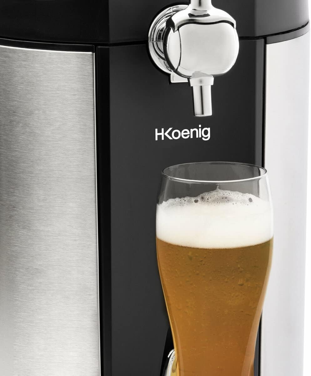 H.Koenig Tireuse à Bière compatible tous Fûts Universels Pressurisés de 5L Inox BW1778, Machine, Pompe, Pression domestique, Professionnelle, Universelle, Refroidissement intégré 4°C