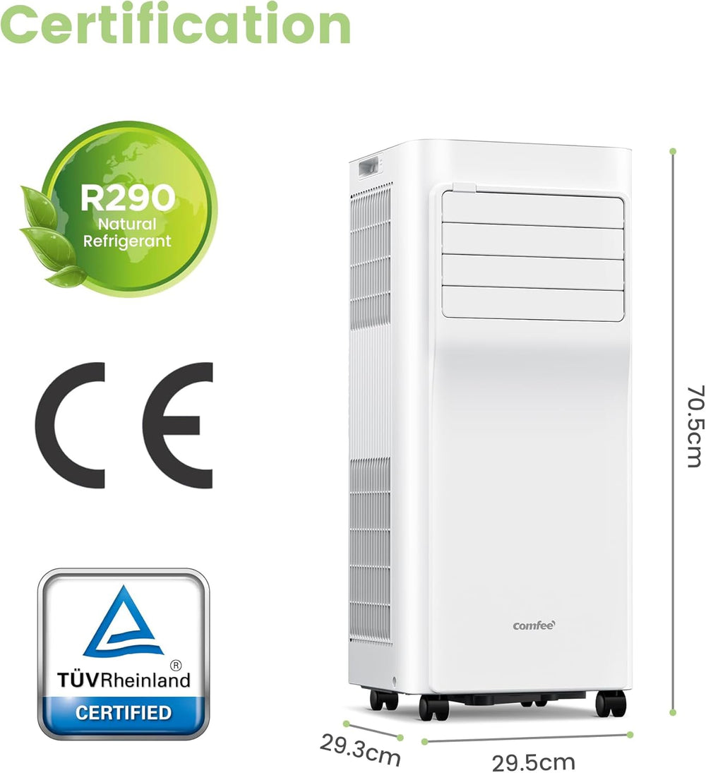 COMFEE' Climatiseur Mobile 9000 BTU/h 2,6kW, 3-EN-1 Refroidisseur Déshumidificateur Ventilateur, Fonction Follow me, Minuterie, Mode nuit, Pour salon et maison de 33㎡/88m³, MPPH-09CRN7, R290