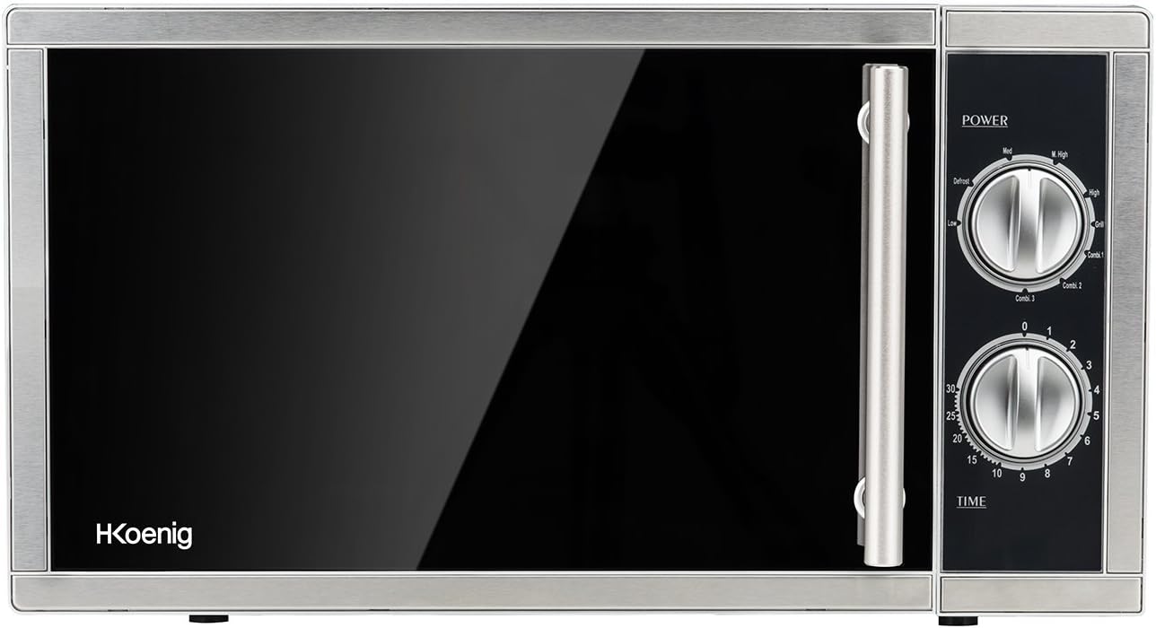 H.Koenig Micro-Ondes Four Grill 2 en 1 VIO9, 25L, Plateau tournant 27cm, 10 modes de cuisson jusqu’à 1000W, Décongélation, Cuisson combinée, écran LCD [Classe énergétique A+]