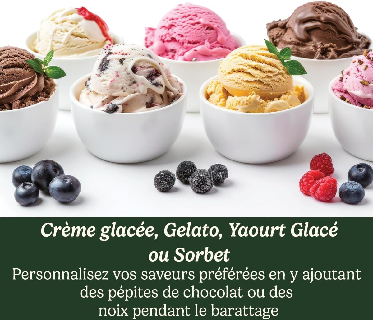 Cuisinart Sorbetière - Fait de la crème glacée, du gelato, du sorbet et du yogourt glacé en 40 minutes - Desserts maison - Facile à utiliser - Acier inoxydable - ICE100BCU