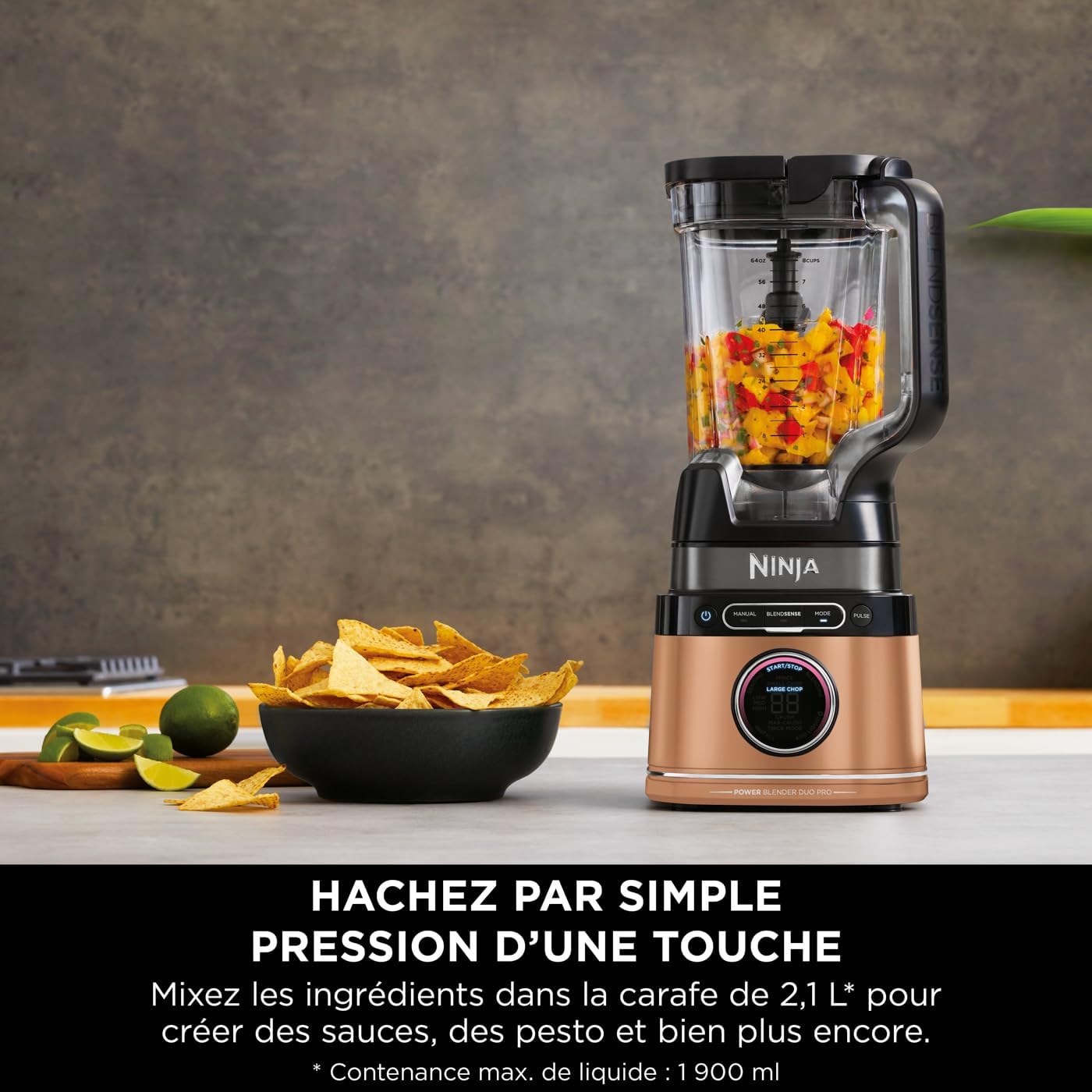 Ninja Detect Power Blender Processor Pro 3-in-1, Blender 1200W, Mixing Bowl, Blender Blade, Individual Cup, Container, Knead, Blender, Chopping & Mixing, Black, TB401EU
