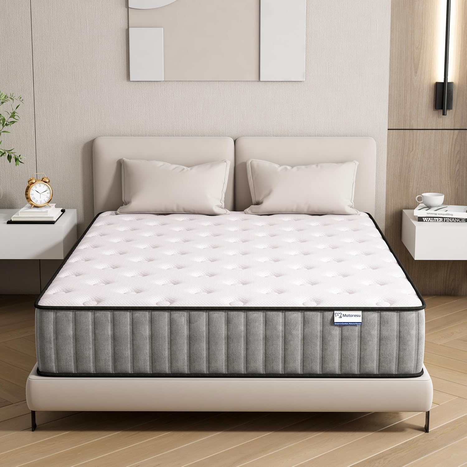 Matoresu Double Mattress 160 x 190 cm Memory Foam Height 25 cm Medium Rigid H3 Ergonomic 7 Zone Cold Foam Comfortable Breathable Fabric Cover