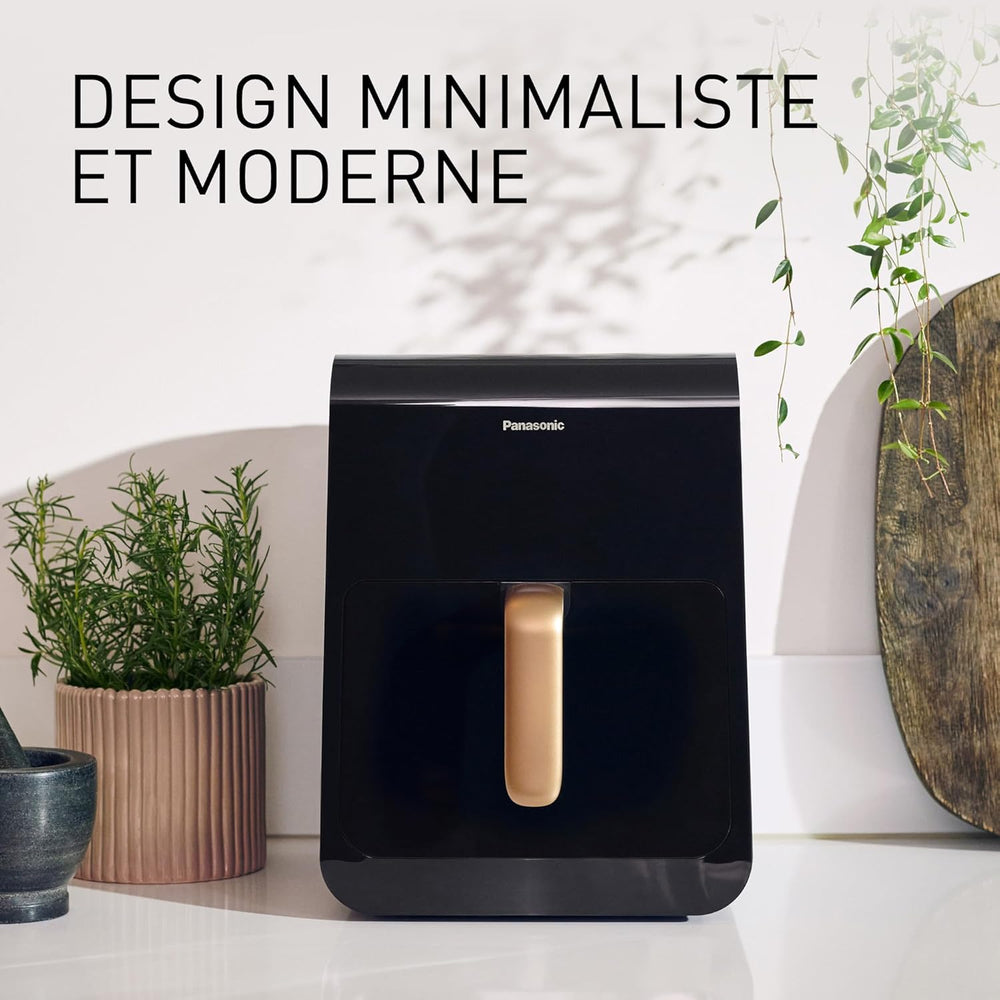 Panasonic NF-CC500SXE AirFryer Friteuse sans huile avec Hublot, 5L, 80-200°C, Minuterie Numérique et Écran LCD, Vapeur Douce, 11 Préréglages, Nettoyage Facile, Gris Mat