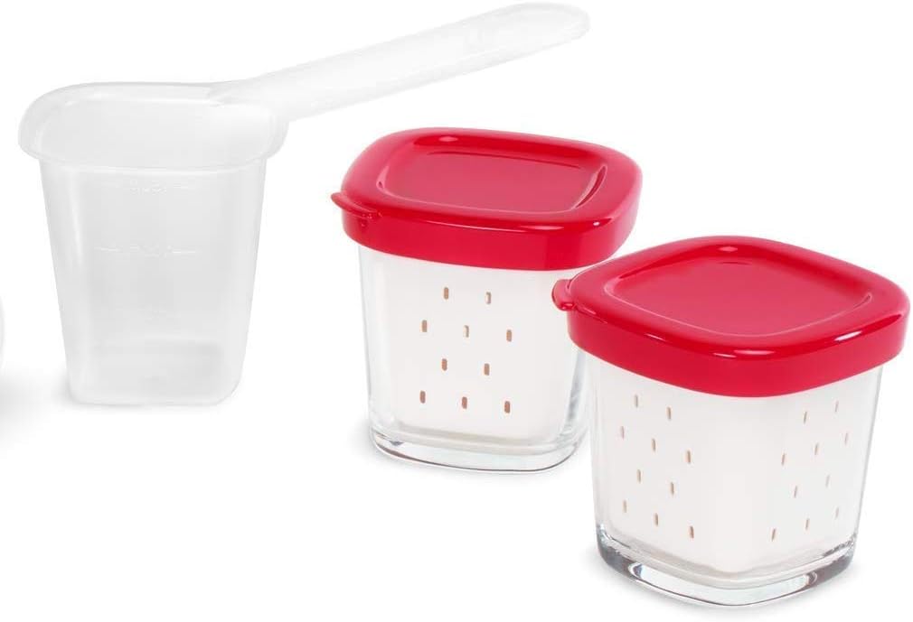 Seb Yogurt Maker 12 Jars, Glass Jars 140 ml, 5 Automatic Programs, BPA-Free, Compact, Homemade Yogurt & XF101001 Delices Box Box 1 L Tray White Yogurt-Cheese with Drainer