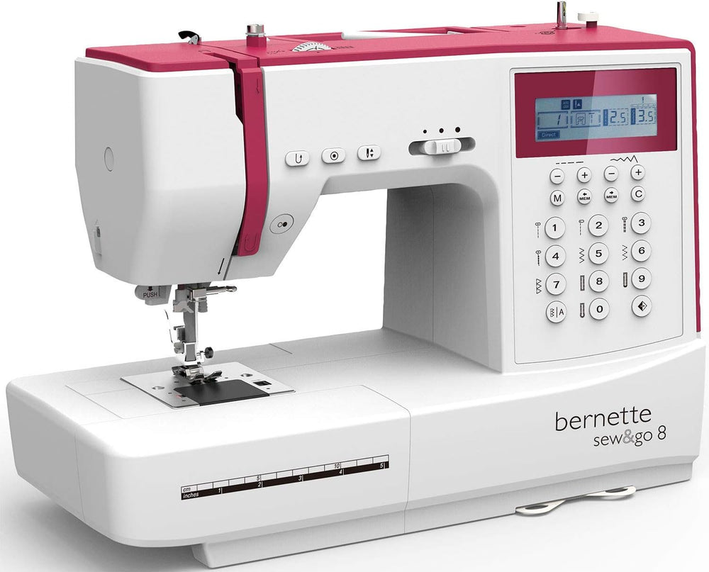 Bernette Sew&GO8 Machine à coudre ordinateur avec 197 programmes de couture, bras libre, écran multifonction, couture, patchwork, matelassage, White