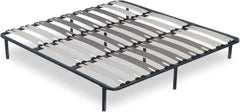 SAMPUR - Morpholattes bed base | 90 x 190 cm | 7 legs included | Grey | 25 cm high | epoxy lacquered metal frame | Extra wide slats | 5 support zones