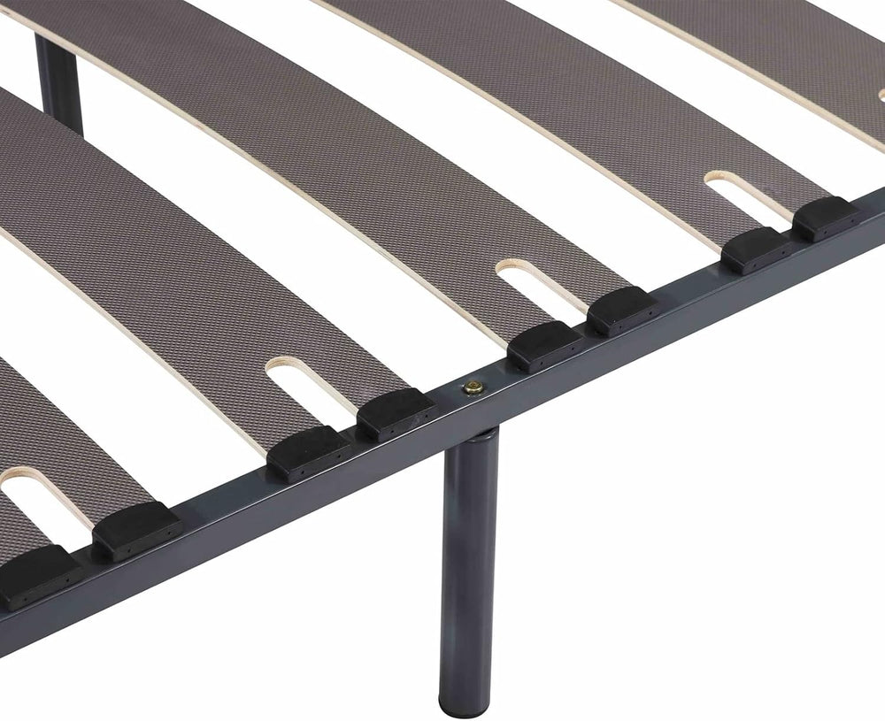 SAMPUR - Morpholattes bed base | 90 x 190 cm | 7 legs included | Grey | 25 cm high | epoxy lacquered metal frame | Extra wide slats | 5 support zones