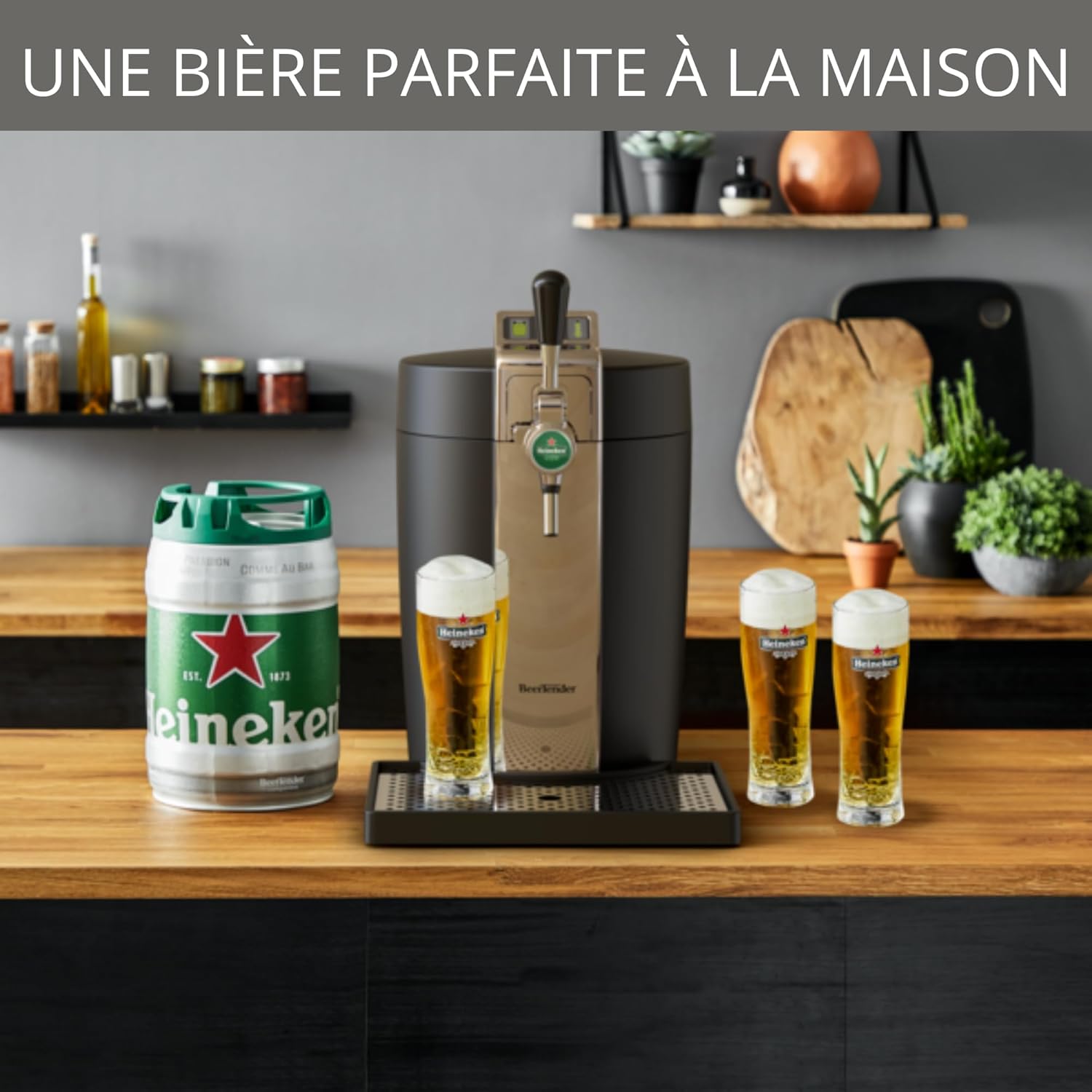 Krups Beertender Machine bière pression, Fûts de 5 L, Marques du groupe Heineken, Témoin lumineux, Température et mousse parfaites, Bière fraîche, Installation facile, Compact noire VB450E10