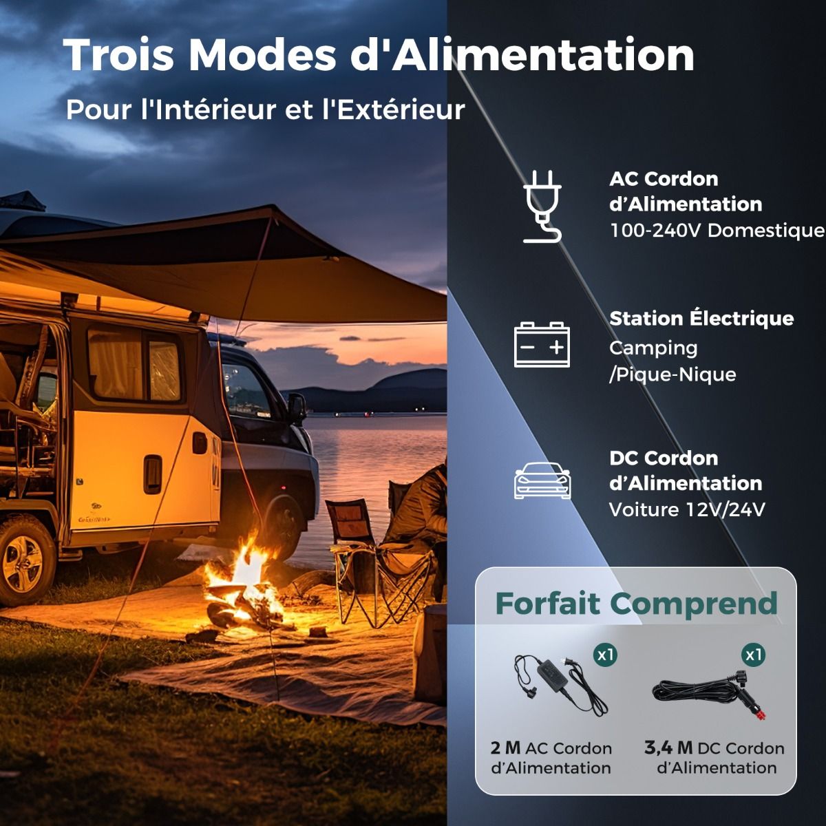 Glacière Électrique Portable Double Zone 40L Réfrigérateur de Voiture 12 V à Compresseur -20℃ ~ 2012/24V CC et 100-240V CA Noir -