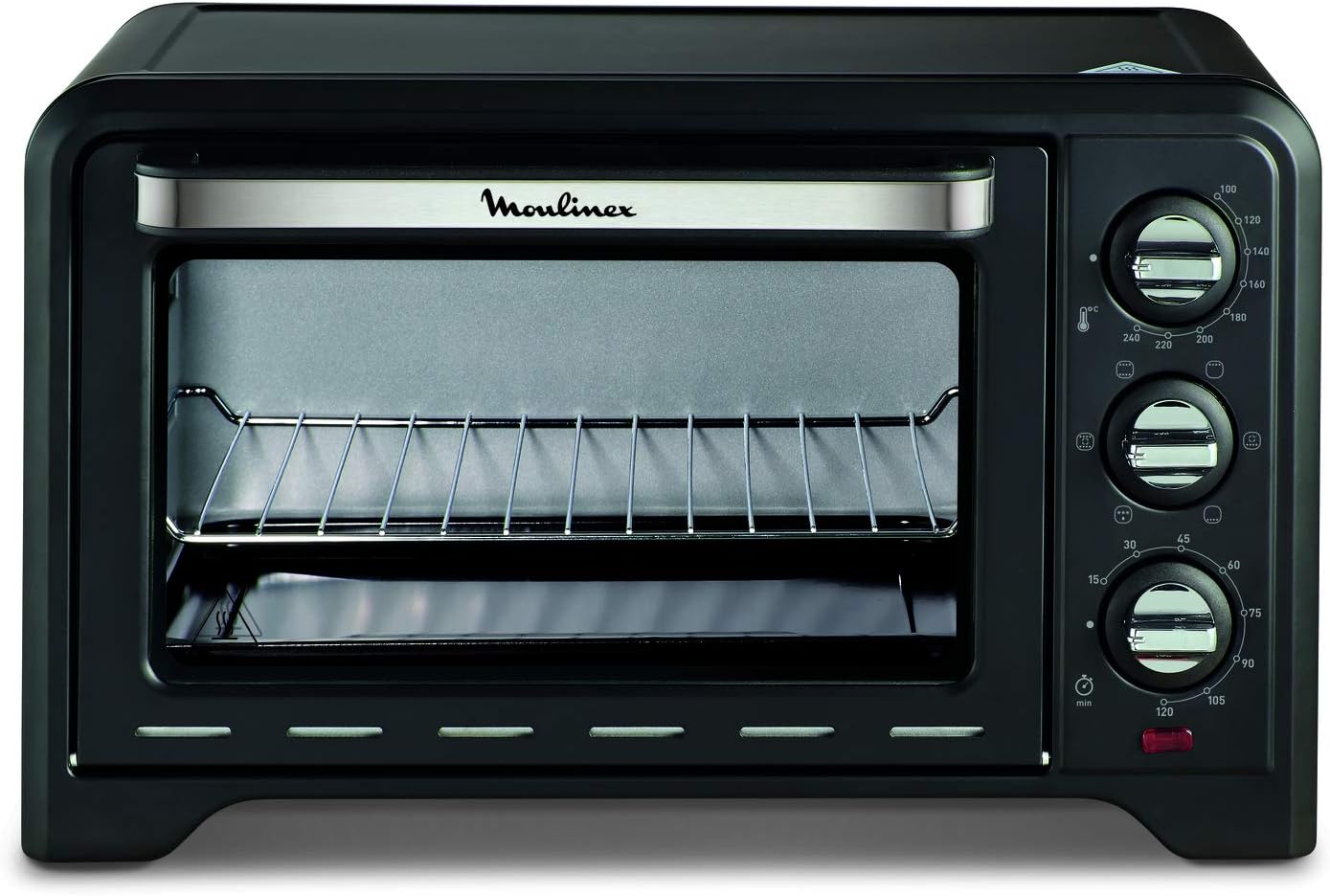 Moulinex Four électrique 39 L, 7 modes de cuisson, Chaleur tournante, Thermostat réglable jusqu’à 240° C, Tournebroche, Minuteur 120 min, Grille réversible, Optimo noir OX485810