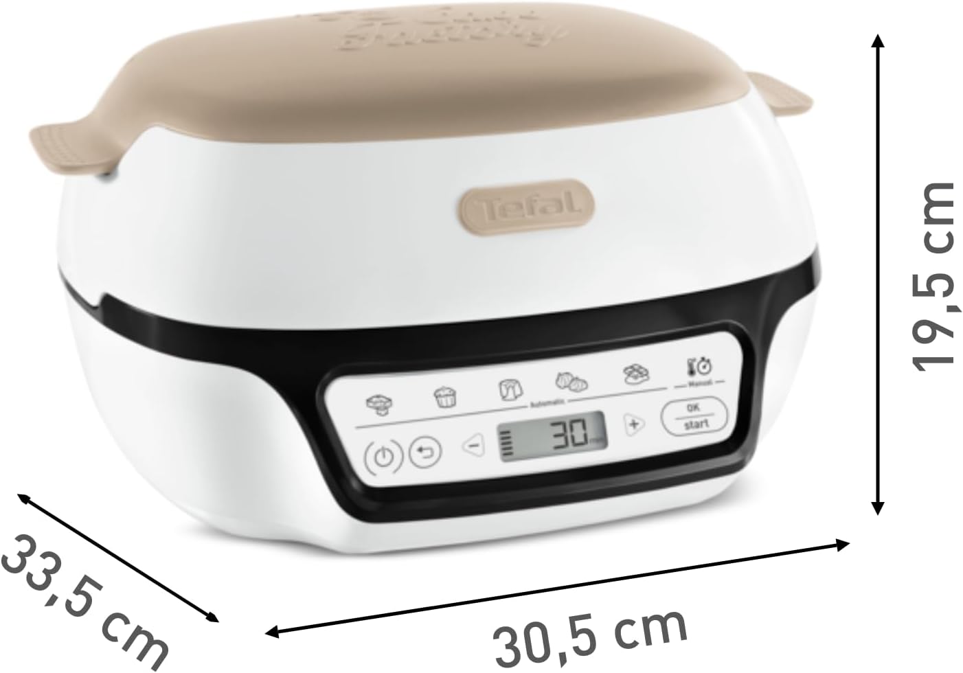 Tefal Smart Cake Machine, 5 Automatic Programs, Ideal Temperature and Time Adjustment, Non-Stick Aluminum Pan, 6 Creabake Muffin Tins, Cake Factory KD804910