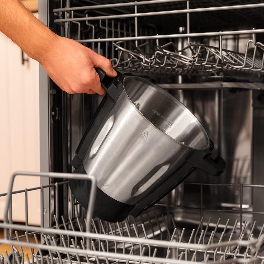 Cecotec Robot de Cuisine Mambo Black. 23 Fonctions, 10 Niveaux de Température, 1700W, 2,5 kg de Pâte, Cruche de 3,3L, 10 Vitesses, Minuterie, Température Réglable de 37 °C à 120 °C