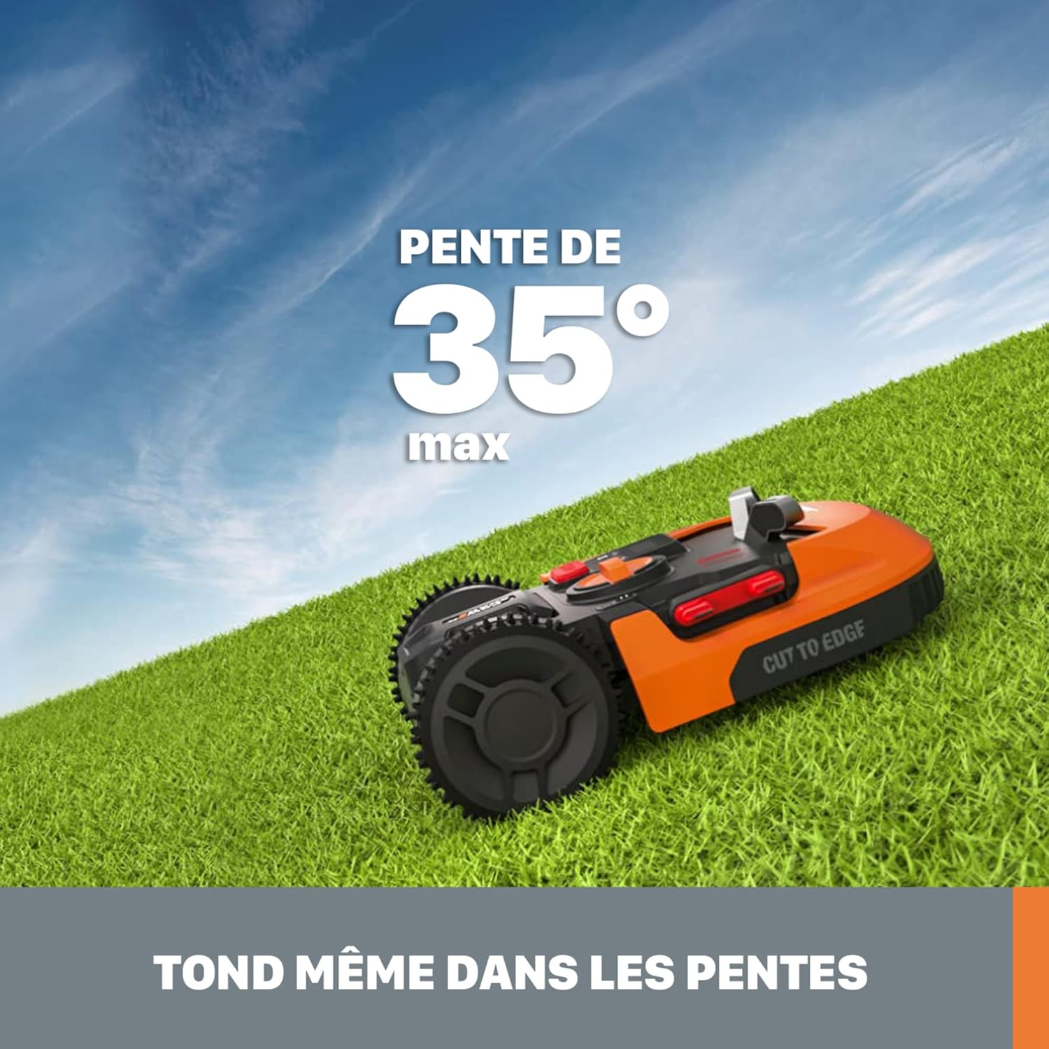 WORX LANDROID Vision WR206E.1, Robot Tondeuse sans Fil périphérique 600 m² Surf.Max 700 m², Installation en 30 Min, Caméra 4K + IA Adaptative, évite Tous Les Obstacles, Coupe des Bordures, Multizone