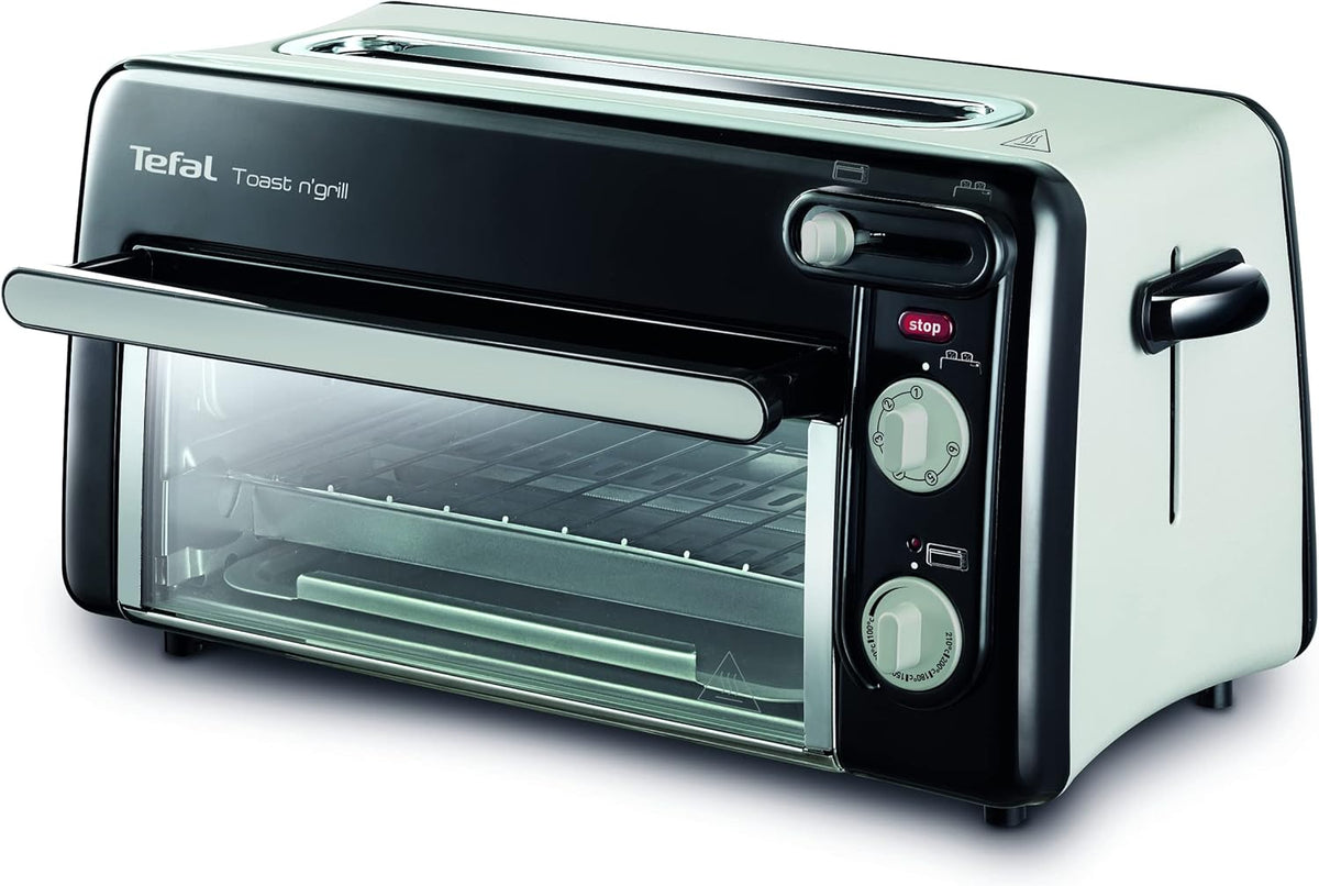 Tefal 2-in-1 Toaster & Mini Oven, Stainless Steel, Long Toaster Slot with Lid, 6 Levels of Browning, Grill Temperature up to 210°C, Toast N Grill TL600810