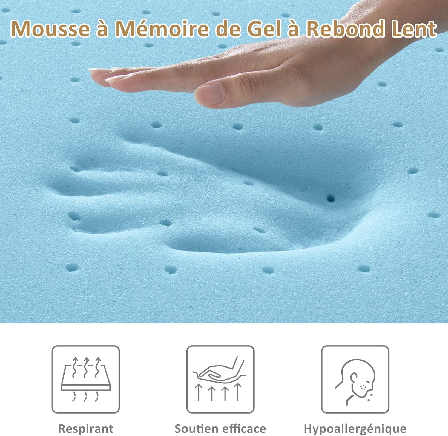 BedStory [Nouvelle Technologie] Surmatelas 160 x 200 à Mémoire de Forme de 7.5CM, Surmatelas de Haute Densité avec Gel Plus Respirant, Housse Amoivible et Lavable