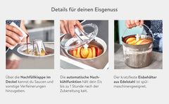 SPRINGLANE Sorbetière et yaourtière Elisa 2,0 L avec compresseur auto-refroidissant 180 W (Argent, avec accessoires)