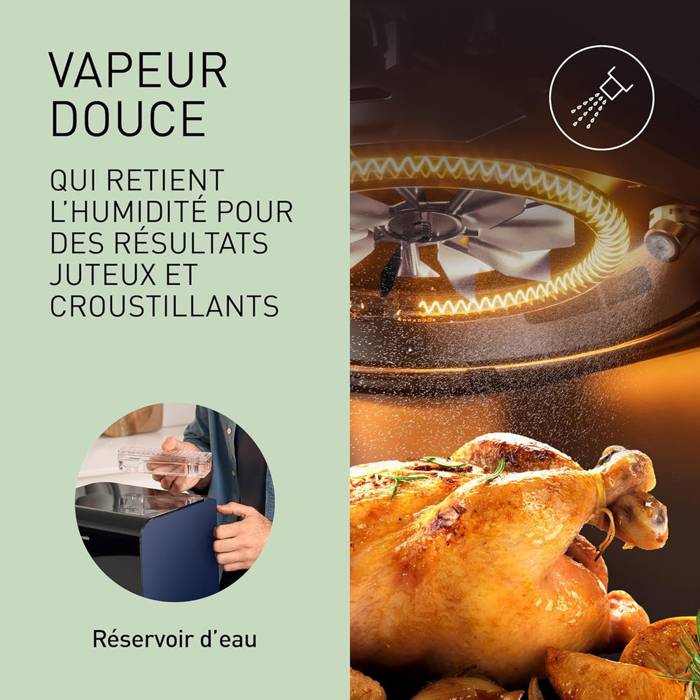 Panasonic NF-CC500SXE AirFryer Friteuse sans huile avec Hublot, 5L, 80-200°C, Minuterie Numérique et Écran LCD, Vapeur Douce, 11 Préréglages, Nettoyage Facile, Gris Mat