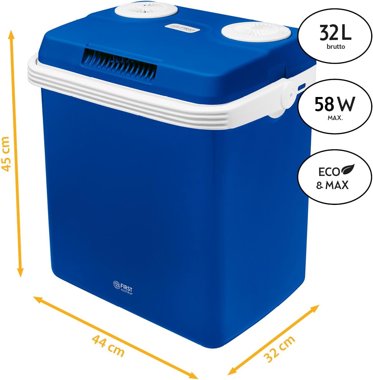 TZS First Austria 32L Portable Electric Cool Box Mini Fridge 12V 230V Car Camping Cooler Box Thermoelectric Cooler Box